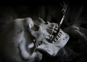 Skull with cigarette